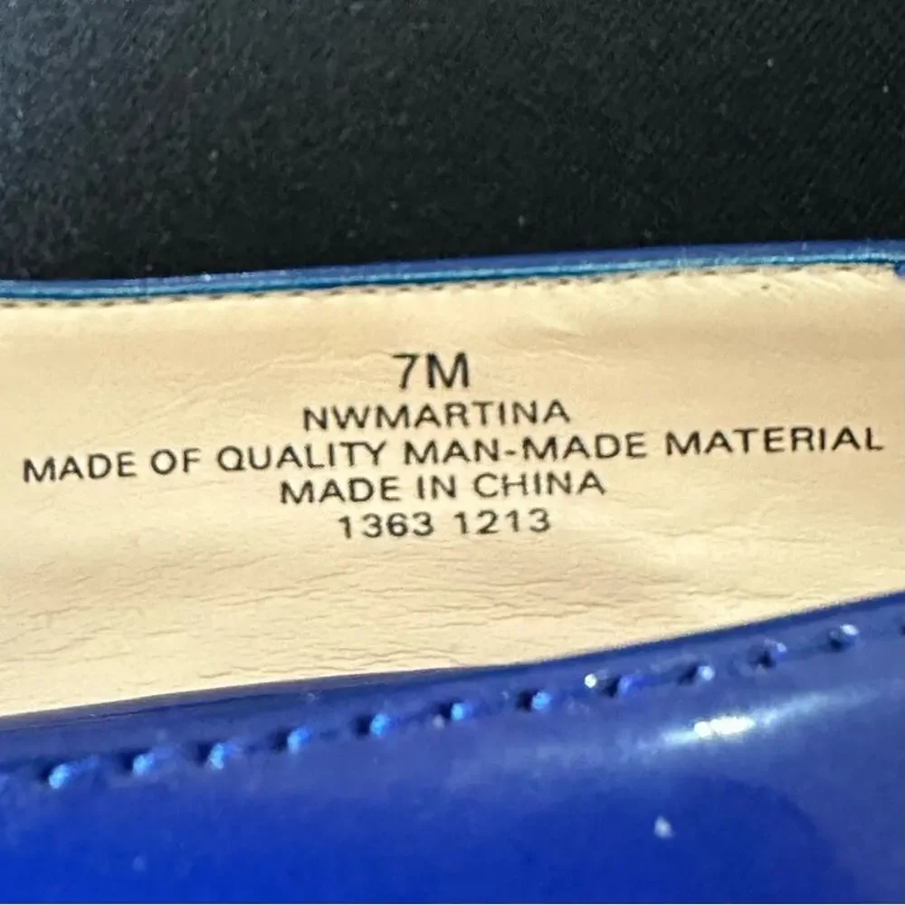 Nine West Martina bright blue size 7 faux patent leather pointed‎ toes 4” heels - Picture 9 of 9